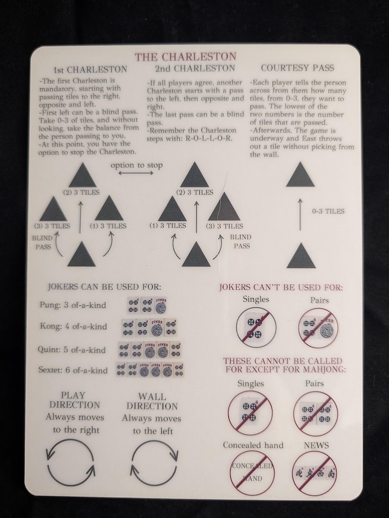 Set of 2 Mahjong Tile Mixers and reference guide. 5.5 x 7.5 and laminated. imagem 7