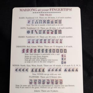 Set of 2 Mahjong Tile Mixers and reference guide. 5.5 x 7.5 and laminated. imagem 8