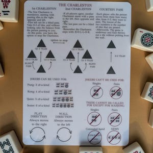 Set of 2 Mahjong Tile Mixers and reference guide. 5.5 x 7.5 and laminated. imagem 4