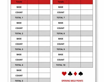 American Canasta Dry-Erase Score Card, Professionally Laminated.