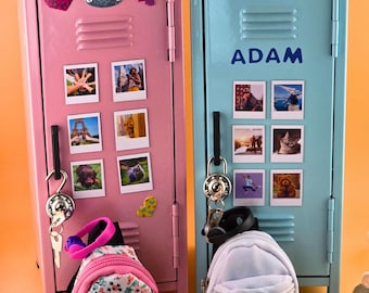Mini Retro Locker Metal 27.5cm  Miniature Storage with Custom Magnets Small Cute Functional Locker for Desktop Bedroom Toy Dollhouse