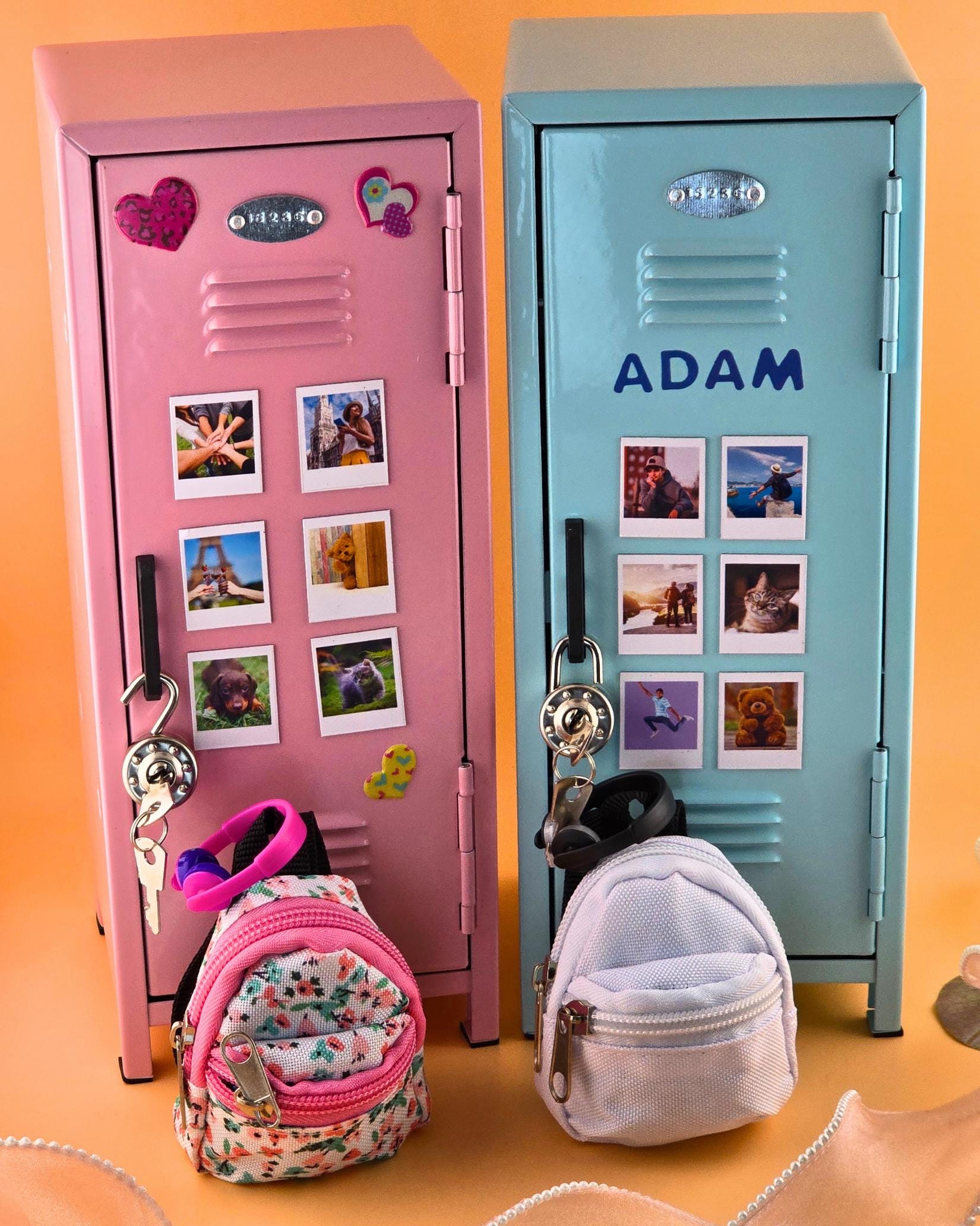 Mini Retro Locker Metal 27.5cm  Miniature Storage with Custom Magnets Small Cute Functional Locker for Desktop Bedroom Toy Dollhouse