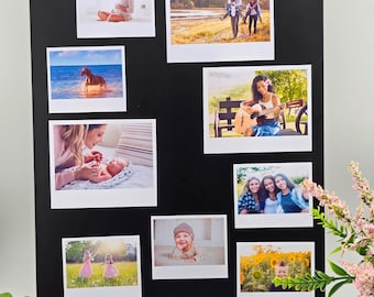 Wide Retro Custom Photo Magnets | Set of 9 Personalized Fridge Prints | Unique Advertising & Gift | Birthday Wedding, Scrapbook, Journal