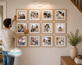 Custom Magnetic Photo Wall Gallery 12x12" Frame Set: Modern Scandinavian Design