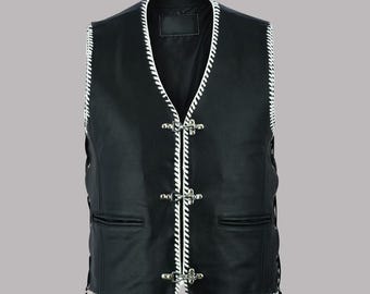 Handmade Lambskin Leather Biker Vest Custom Motorcycle Club Style