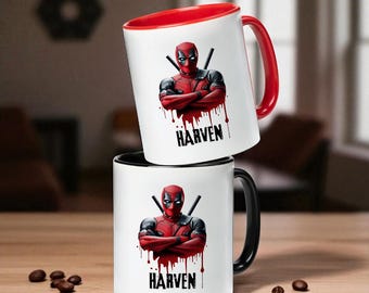 Custom Name Mug, Custom Name Deadpool Mug, Name Mug, Custom Coffee Mug, Personalized Coffee Mug,11oz and 15oz Mug, Deadpool Mug