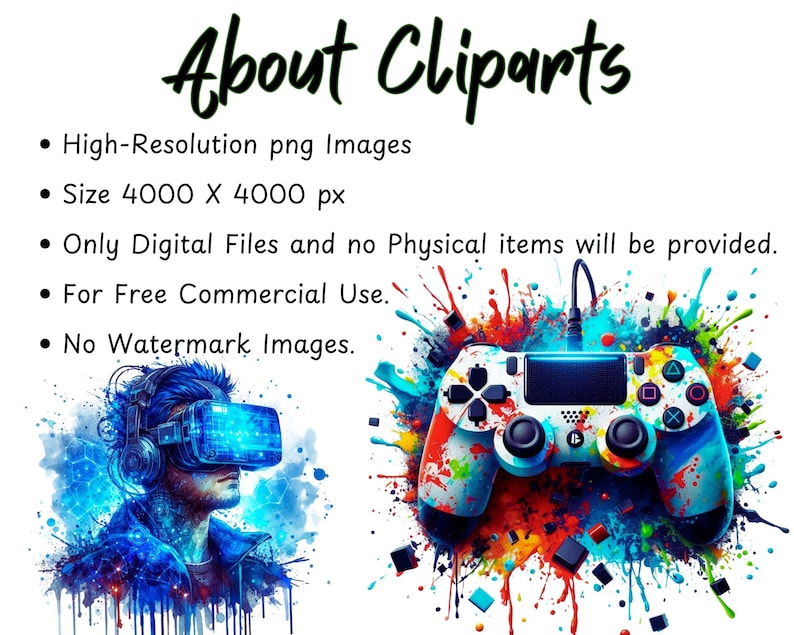 Watercolor Video Game Clipart, Gamer Controller PNG, Gaming Clipart ...