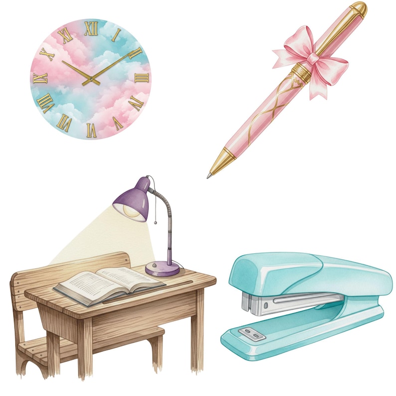 Aesthetic preppy school graphics with pastel tones for back to school designs