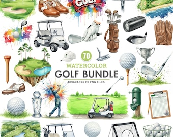 Golf Clipart Bundle, Watercolor Sports PNG, Golf Cart, Golf Ball, Golf Course, Golfer Clipart, Father’s Day Art, Golf Lover, Commercial Use