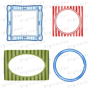 Vintage inspired whimsical frame clipart with watercolor textures and playful decorative borders perfect for wedding invitations, greeting cards, and scrapbook projects.