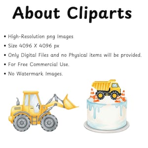 Digital watercolor baby truck clipart with adorable construction vehicles for invitations, wall prints, and commercial design use