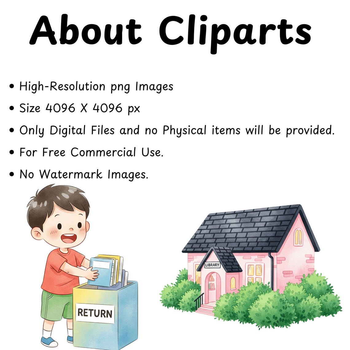 Kids Library Clipart, Cute Back to School Clipart, School Kids Clipart ...