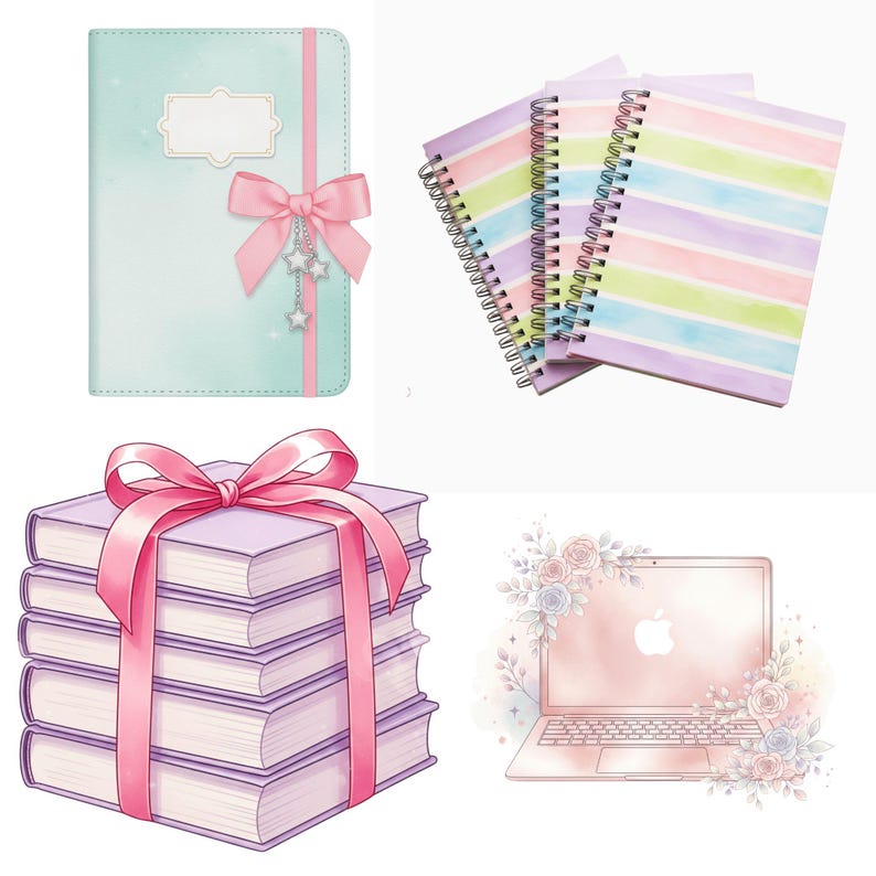 Kawaii preppy classroom PNG bundle for DIY school printables and sublimation