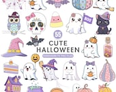 Cute Halloween Clipart, Watercolor Pink Ghost PNG, Pastel Pumpkin Clipart, Kids Halloween Clip Art, Cute Kawaii Mummy Png, Commercial Use