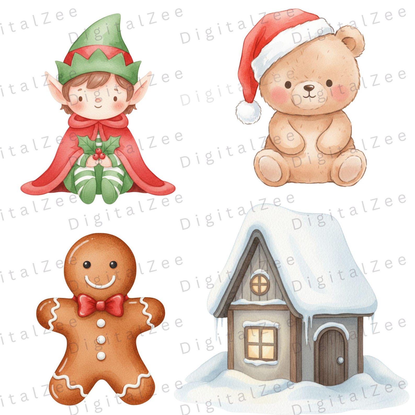 Woodland Christmas Animals Clipart, Cute Winter Woodland PNG ...