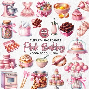 Aquarel roze bakken clipart vintage bakkerij benodigdheden png cookie bakken keukengerei culinaire clipart thuis bakken decor commercieel gebruik
