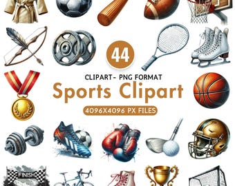 Watercolor Sports Clipart Bundle Soccer Football Cricket Basketball Tennis Clipart Sports Illustration Pngs Digital Download Commercial Use