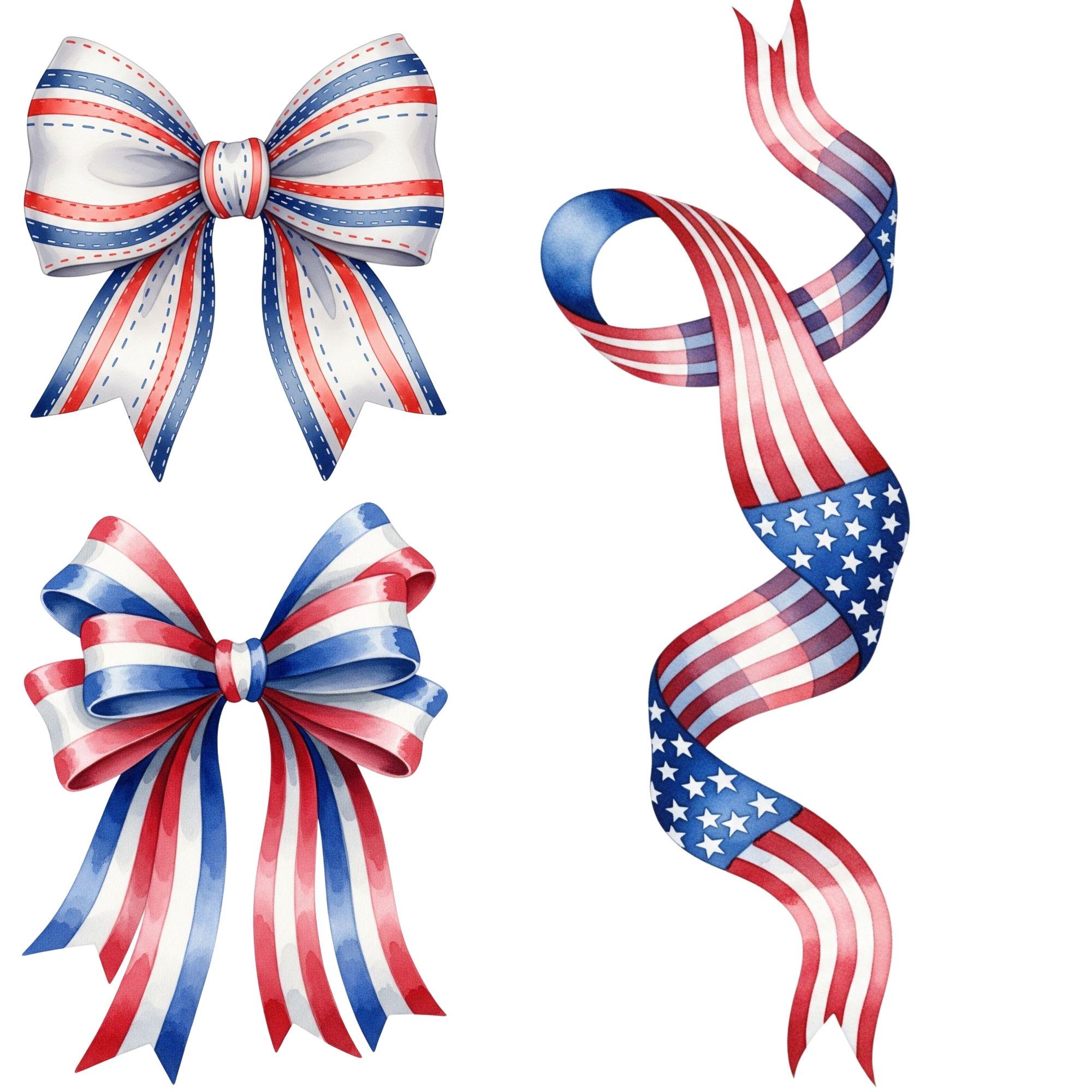 4th of July Coquette Bow PNG Bundle, Patriotic USA Flag Bow Clipart ...