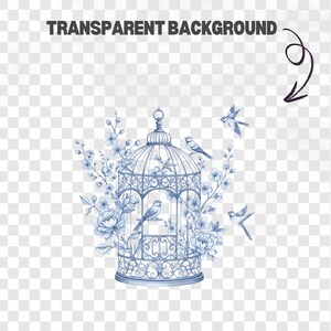 Baby boy blue toile clipart set with watercolor teddy, bunny, chinoiserie florals, and vintage toys for nursery wall art and party invitations