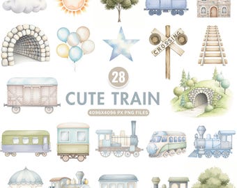 Tren lindo de acuarela, tren azul PNG, transporte, baby shower, guardería, tren, cumpleaños infantil