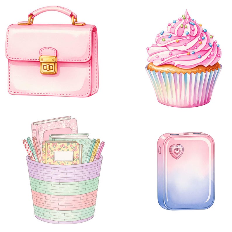 Pastel teacher life clipart set in preppy style for educational sublimation crafts
