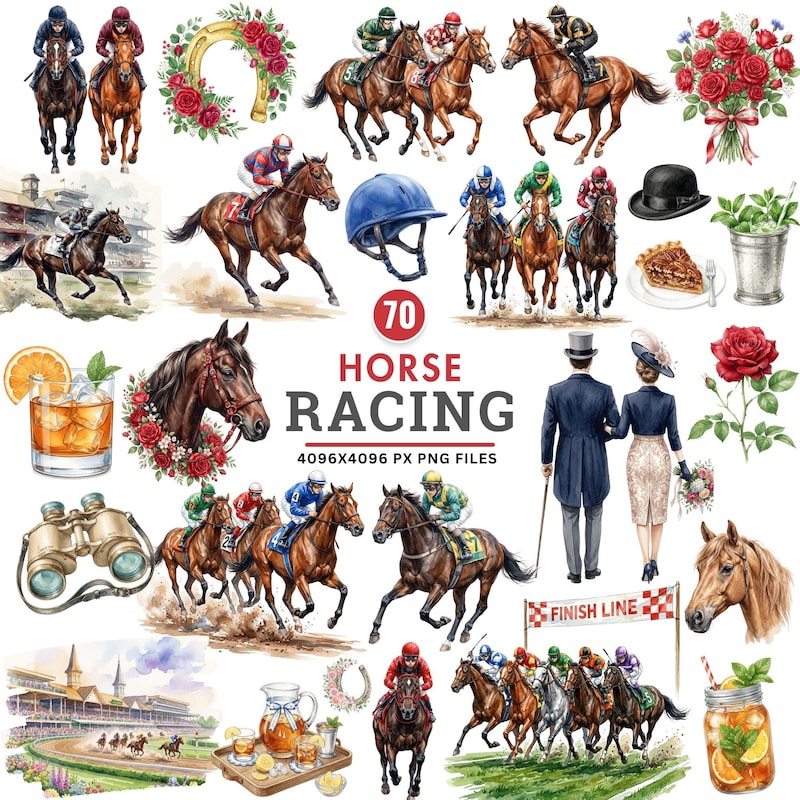 Horse Racing Clipart - Etsy UK
