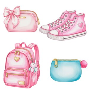 Pastel aesthetic back to school PNGs with cute teacher essentials and doodles