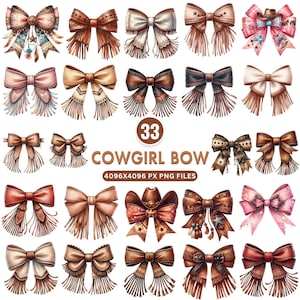 Western Cowgirl Bow Clipart, Coquette Bow PNG, Howdy Leather Bow Clipart, Boho Cowgirl Aesthetic, Watercolor Cowhide Bow, Sublimation PNG