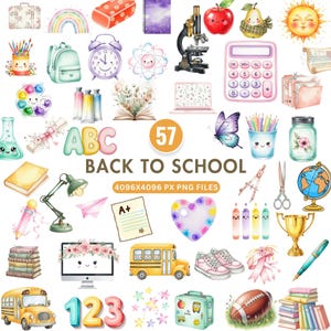 Zurück zu Schule Clipart Bundle niedlich Kawaii Pastell Schulbedarf Klassenzimmer Grafiken Lehrer Schüler Doodle Digitaler Download Kommerzielle Nutzung