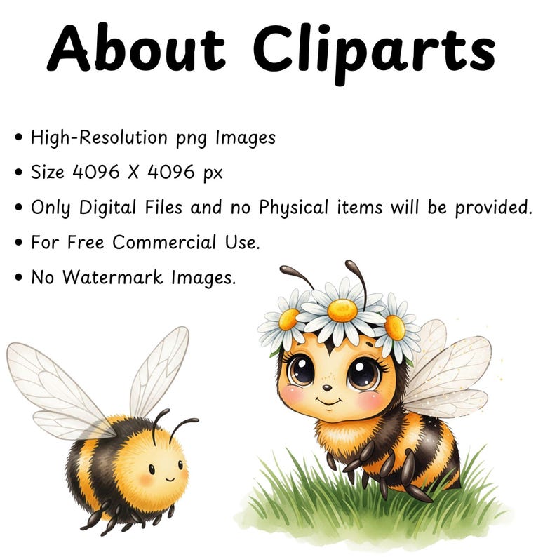 Honey bee watercolor PNG clipart set with beehive and flower illustrations for digital downloads