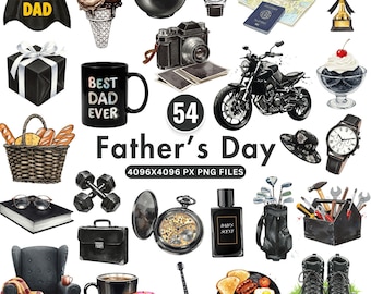 Paquete de imágenes prediseñadas del Día del Padre, Papá en acuarela PNG, Imágenes prediseñadas de papá, Te amo papá, El mejor papá del mundo, Arte de caballero, Regalo para él, Descarga digital