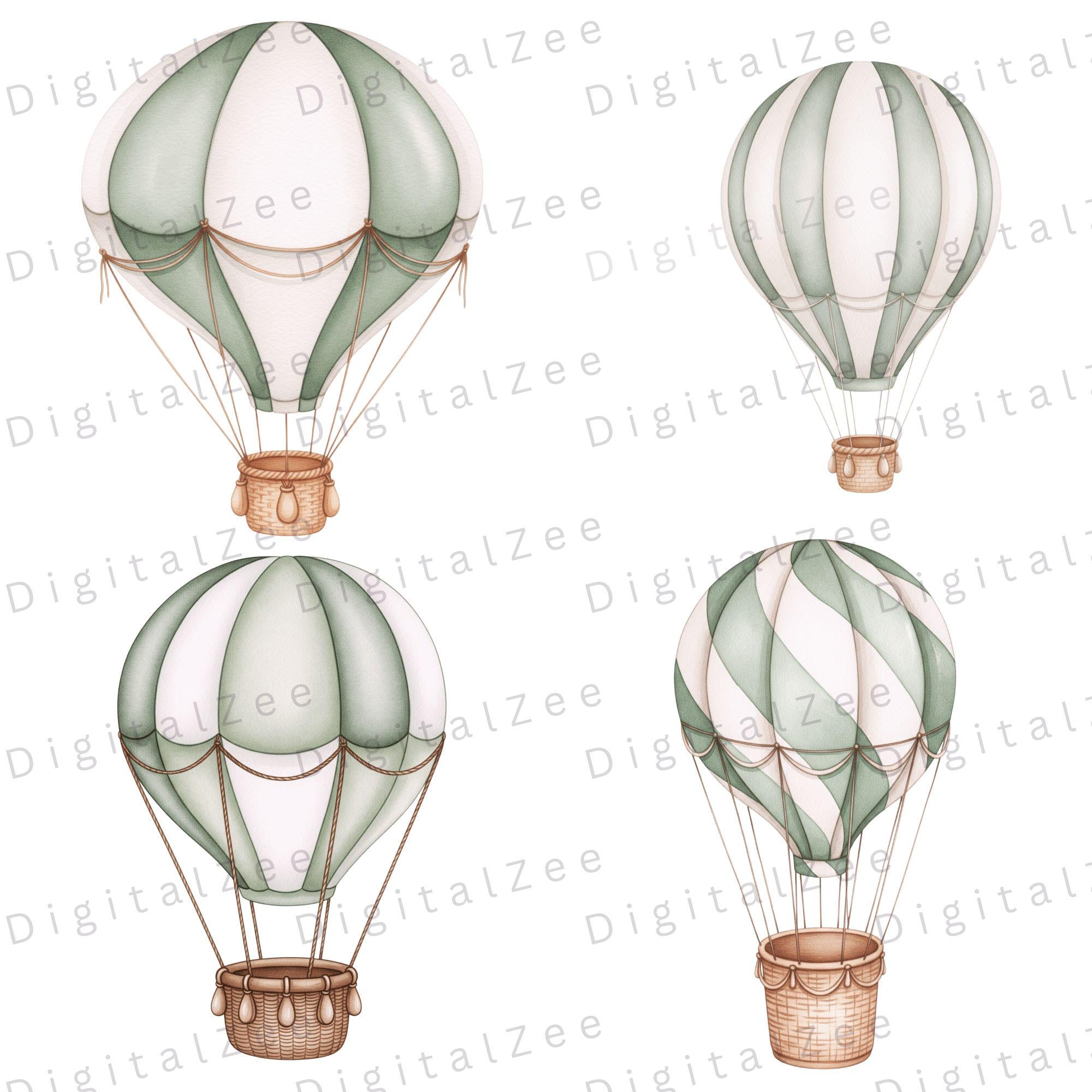 Green Hot Air Balloon Clipart, Air Transport Clipart, Balloons and ...