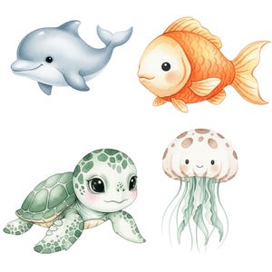 Printable undersea clipart for baby shower decorations and ocean-themed crafts