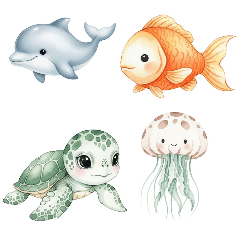 Printable undersea clipart for baby shower decorations and ocean-themed crafts