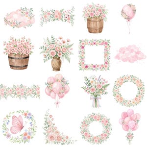 Cute farm animal clipart featuring a pink highland cow with fluffy hair texture, designed for kids projects, scrapbooking, and digital downloads.