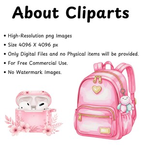 Digital education clipart featuring preppy school items for teacher resources