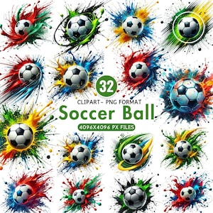 Aquarel voetbal clipart bundel voetbal clipart voetbal sublimatie ontwerp voetbal digitale download voetbal png commercieel gebruik
