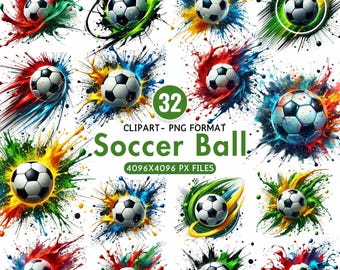 Watercolor Soccer Ball Clipart Bundle Football Clipart Soccer Sublimation Design Soccer Ball Digital Download Soccer Png Commercial Use