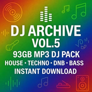 DJ Archive Vol.5 – 93GB MP3 DJ Pack | House, Techno, DnB, Bass Collection Instant Download