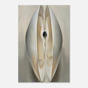 Lámina artística "Concha de almeja ligeramente abierta" de Georgia O'Keeffe, decoración de pared moderna, póster abstracto de naturaleza, pintura minimalista de conchas.