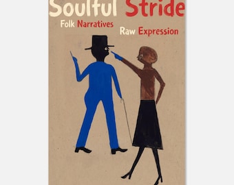 Soulful Stride de Bill Traylor, lámina de bellas artes, arte popular afroamericano, póster de silueta vintage, decoración de pared de historia negra.