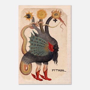 Python Mercurius autorstwa niemieckiego mistrza sztuki, wydruk artystyczny w stylu vintage, sztuka alchemii, okultystyczna dekoracja ścienna, plakat hermetyczny, ezoteryczny prezent gotycki