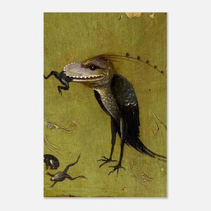 Hieronim Bosch Ptak Potwór Jedzący Żabę Sztuka Wydruk Średniowieczny Dziwny Dekoracja Ścienna Mroczna Akademia Gotycka Sztuka Domowa Mroczna Akademia i Nastrojowa