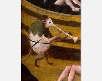 Hieronymus Bosch Garden Earthly Delights Bird Monster Flute Player Medieval Surrealism Gothic Macabre Dark Fantasy and Macabre