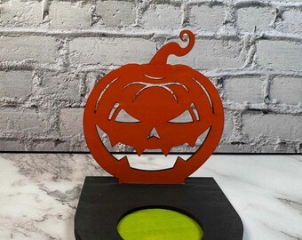 Halloween Wooden Candle Holder | Handmade Fall Decor | Rustic Halloween Centerpiece | Spooky Table Decoration