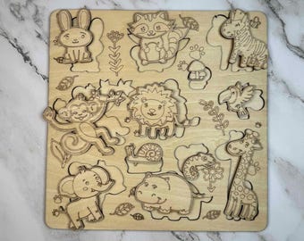 Wooden Animal Puzzle | Montessori Toy for Toddlers | Eco-Friendly