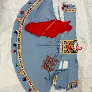 Afghan Grey Chiffon Traditional Embroidery Dress,Handmade with love