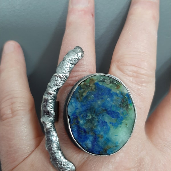 Raw Azurite Ring - Etsy