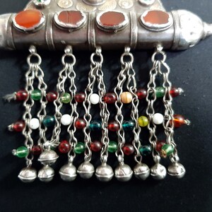 Antique silver fire gilded carnelian pendant necklace / Tumar Turkmenistan/ Karakalpaks Uzbekistan. tribalgallery. image 7