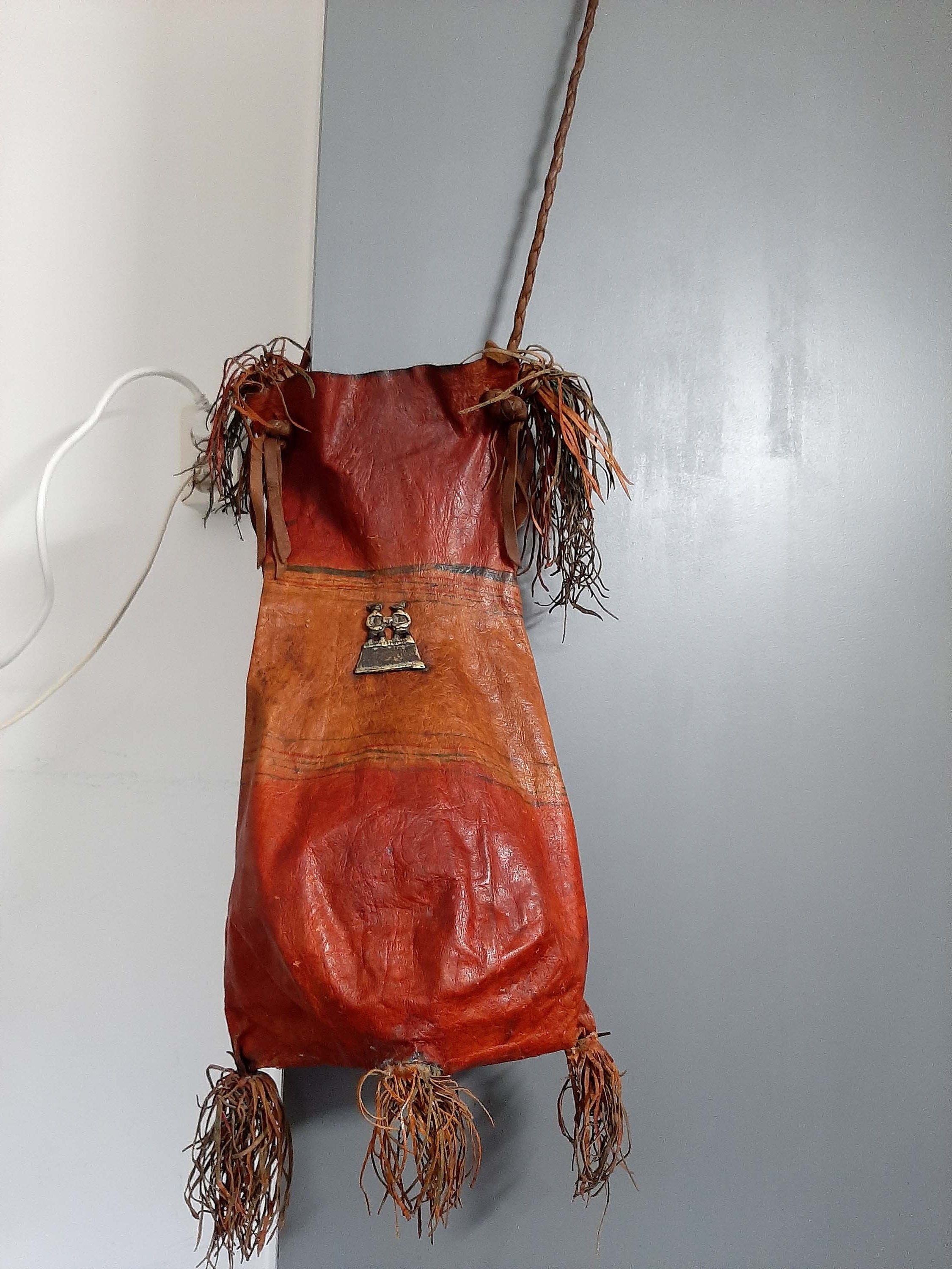 Tuareg-Style Duffle Bag — Berber-Style Camel Leather Handcrafted African Tuareg Leather Camel Eye Desert Bag  main image 2